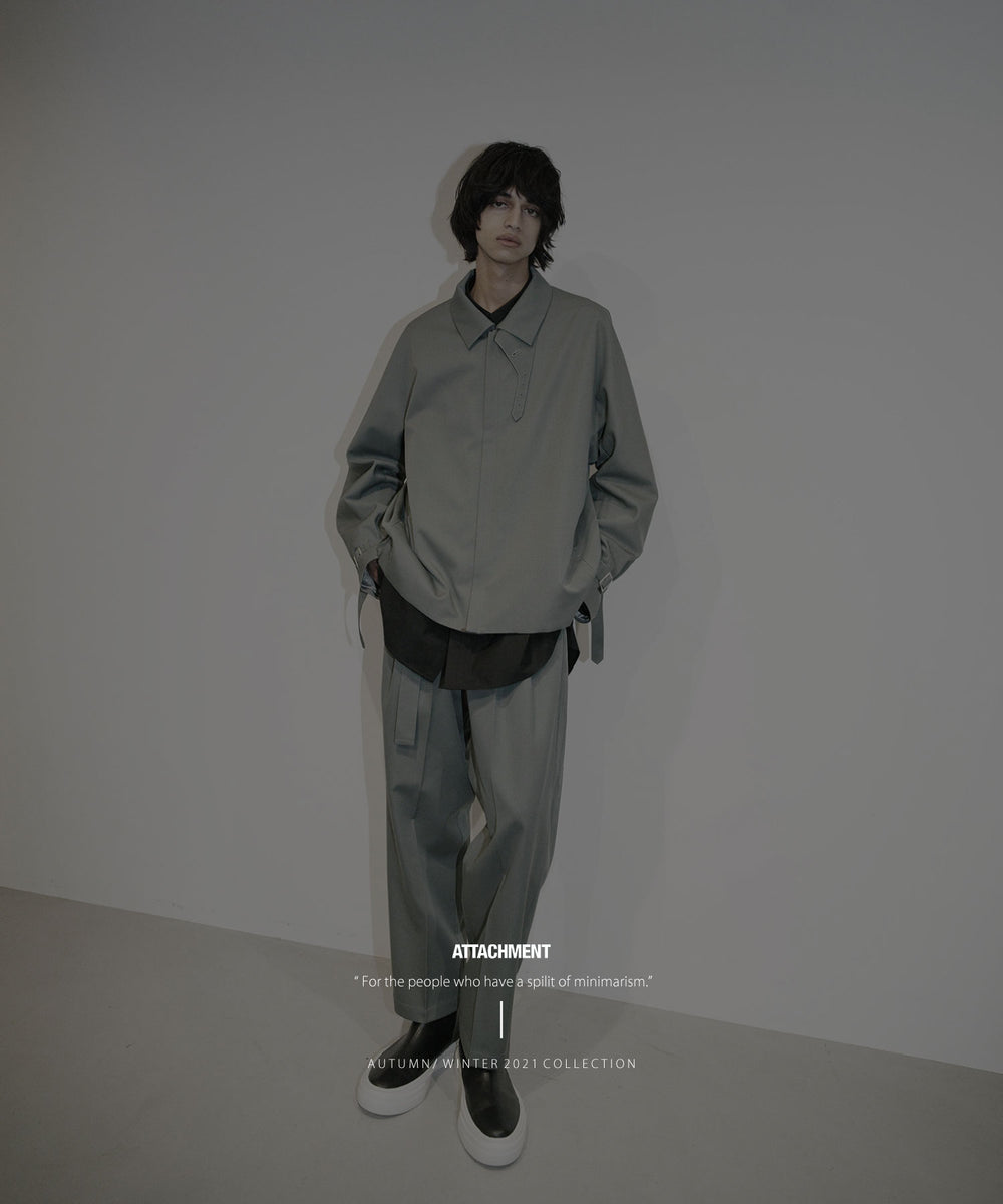 attachment wool gabargin セットアップ ATTACHMENT / アタッチメントのBELTED TROUSERS – session
