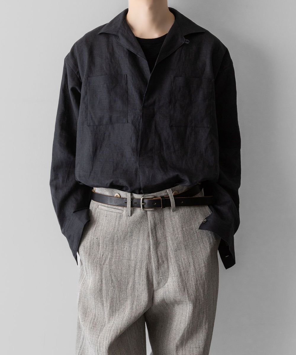 INTÉRIM/インテリム】LINEN CANVAS SKIPPER SHIRT - BLACK | 公式通販