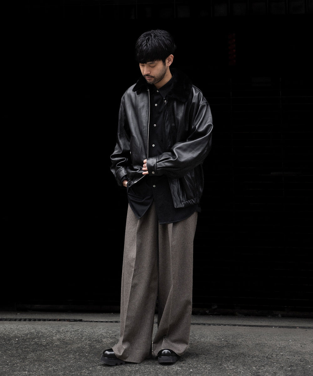 ssstein / シュタイン】WOOL DOESKIN EXTRA WIDE TROUSERS - TAUPE