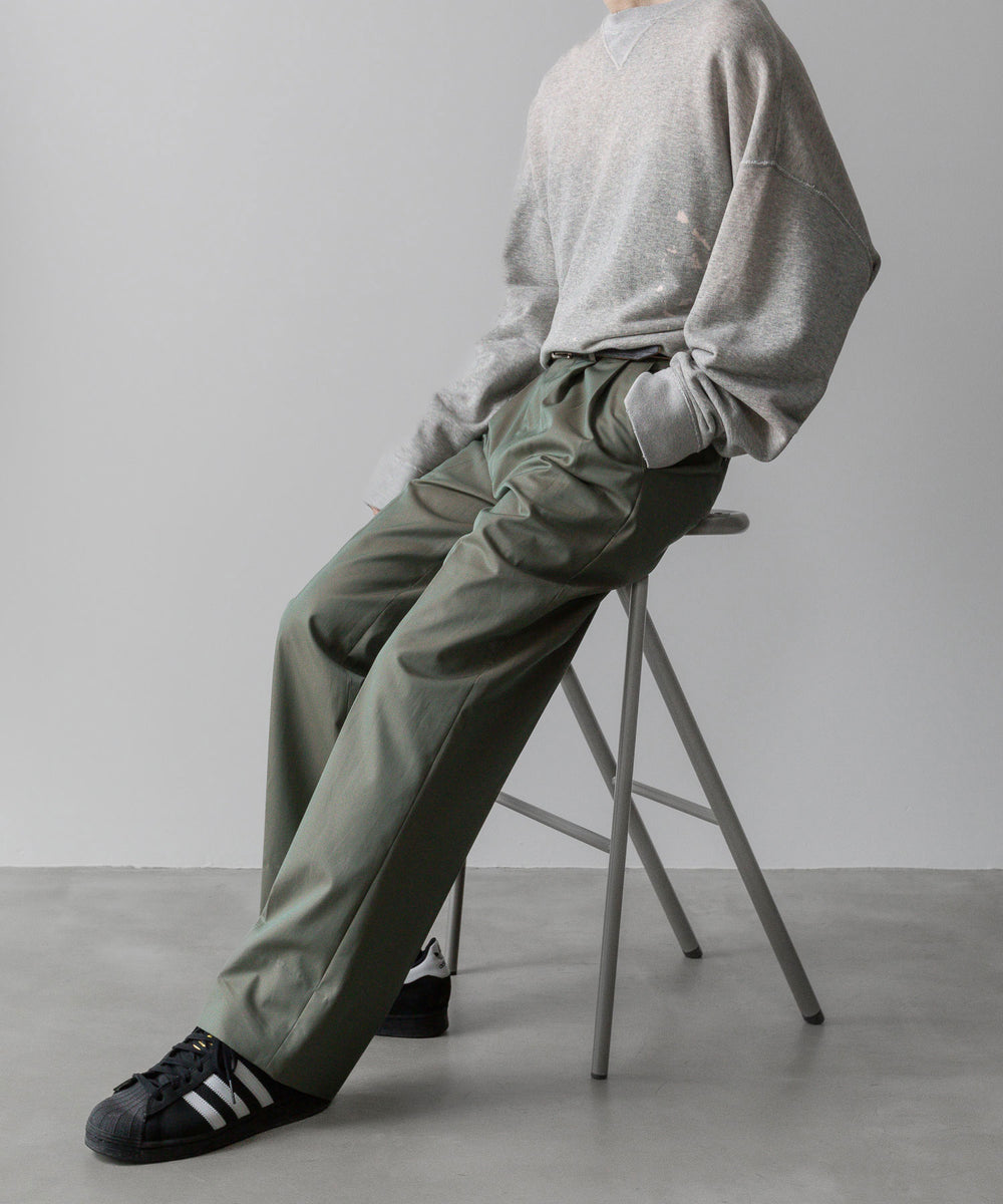 INTÉRIM/インテリム】GIZA GABARDINE 2-TUCK STRAIGHT SLACKS - OLIVE | 公式通販サイト  session(セッション)