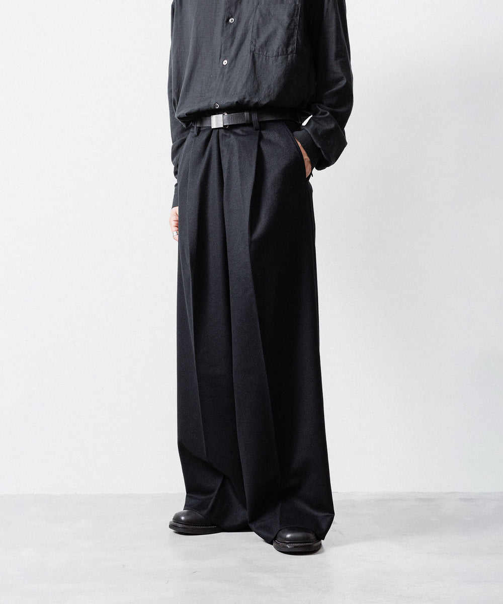 ssstein / シュタイン】W/CA BEAVER EXTRA WIDE TROUSERS - BLACK