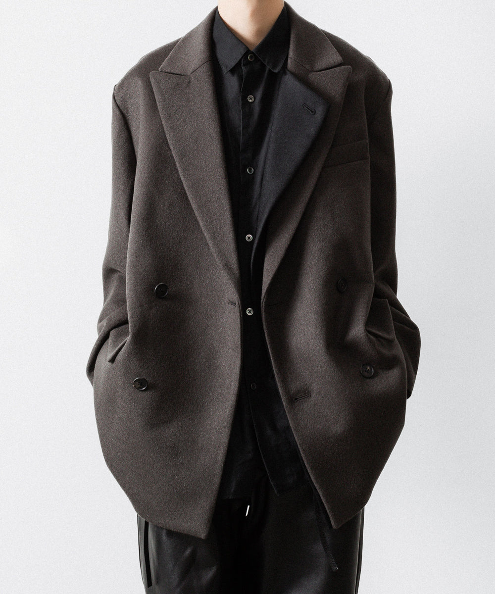 ssstein / シュタイン】OVERSIZED DOUBLE LAPELED JACKET - GREY KHAKI
