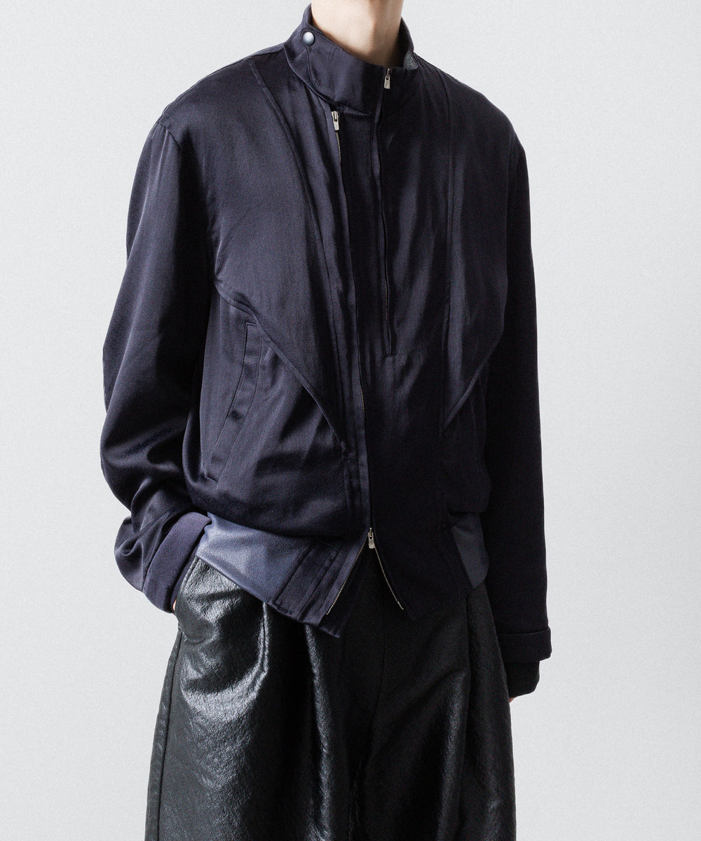 ANTHEM A / アンセムエー】FROSTING SATIN RIDING JACKET - NAVY ANTHEM A / アンセムエー】FROSTING SATIN RIDING JACKET - NAVY