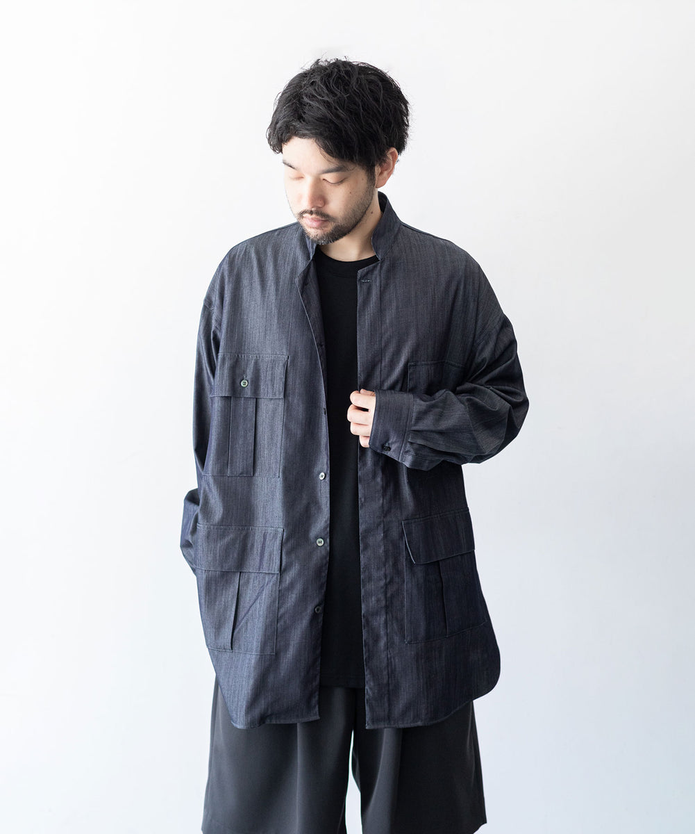 【INTÉRIM/インテリム】HYPER BIG SILK DENIM SAFARI SHIRTS