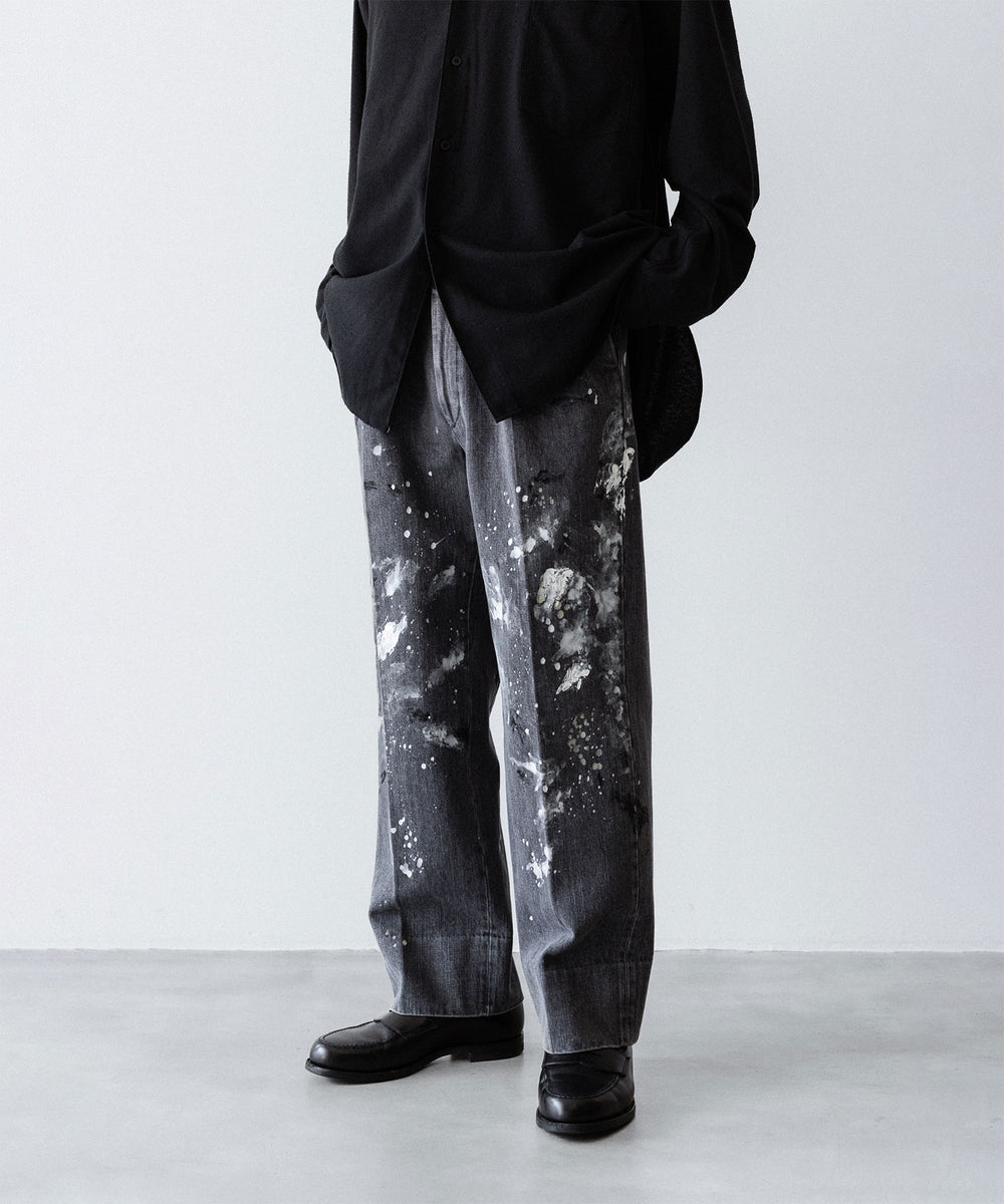 INTÉRIM/インテリム】MILK PAINT USED BLACK DENIM 2-TUCK STRAIGHT