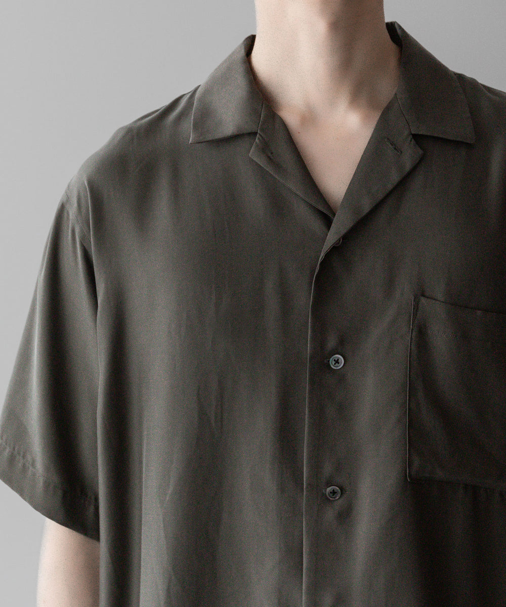 stein / シュタイン】OVERSIZED CUPRO OPEN COLLAR SS SHIRT - GREY