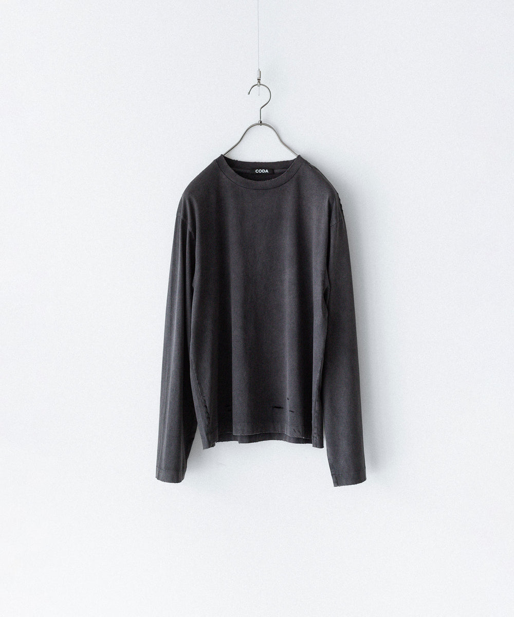 CODA / コーダ】FADED BLACK AGING DAMAGED LONG SLEEVE T-SHIRT