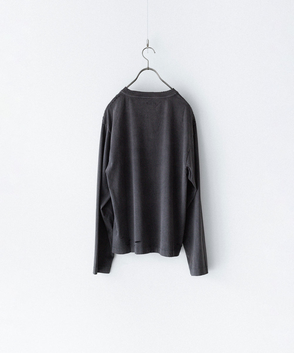 CODA / コーダ】FADED BLACK AGING DAMAGED LONG SLEEVE T-SHIRT