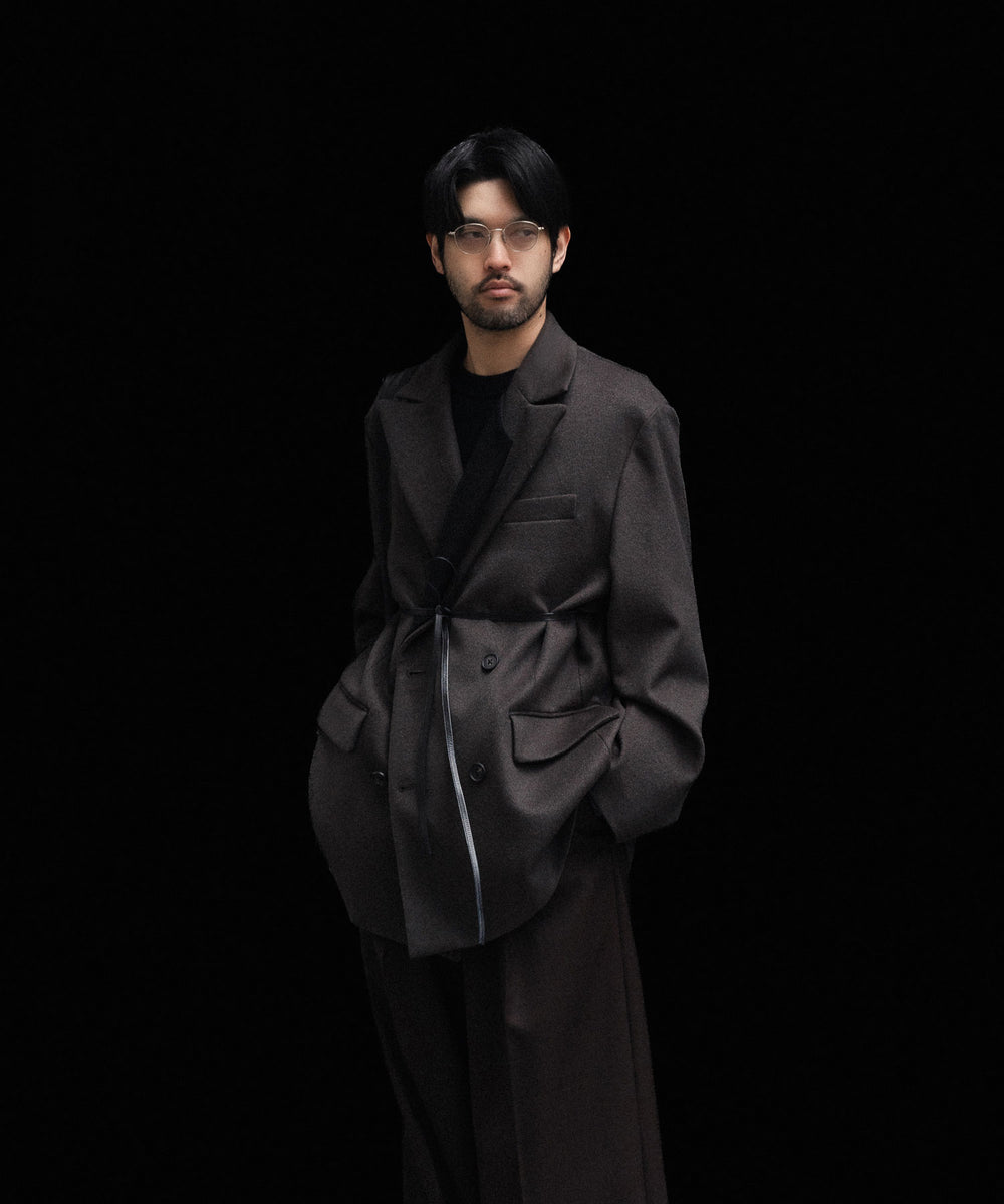ssstein / シュタイン】OVERSIZED DOUBLE LAPELED JACKET - GREY KHAKI