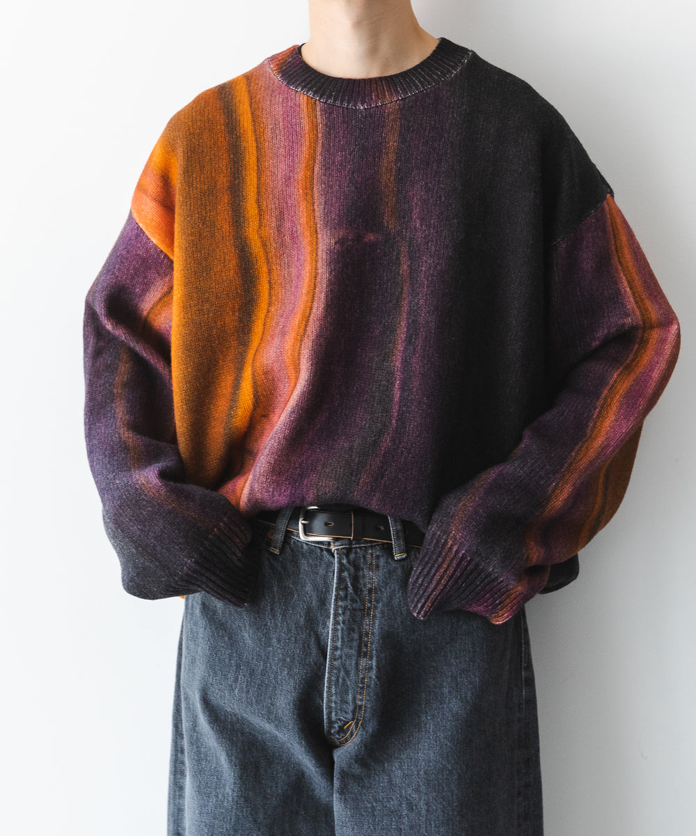 Extra fine lamb printed knit LS-