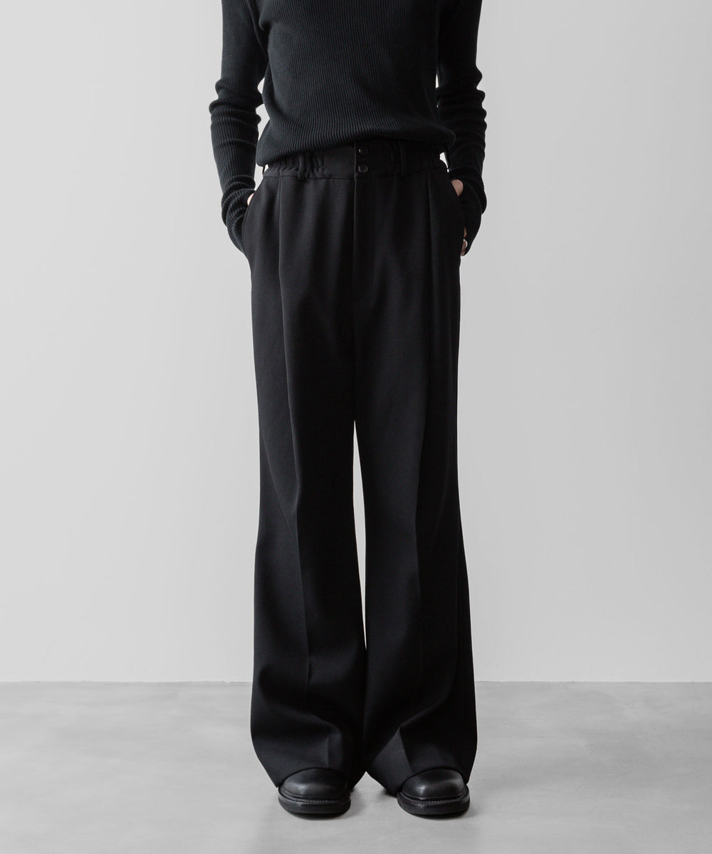 【SUBLATIONS / サブレーションズ】HEAVY WOOL GABARDINE FLARE EASY TROUSERS - BLACK |  公式通販サイト session(セッション)