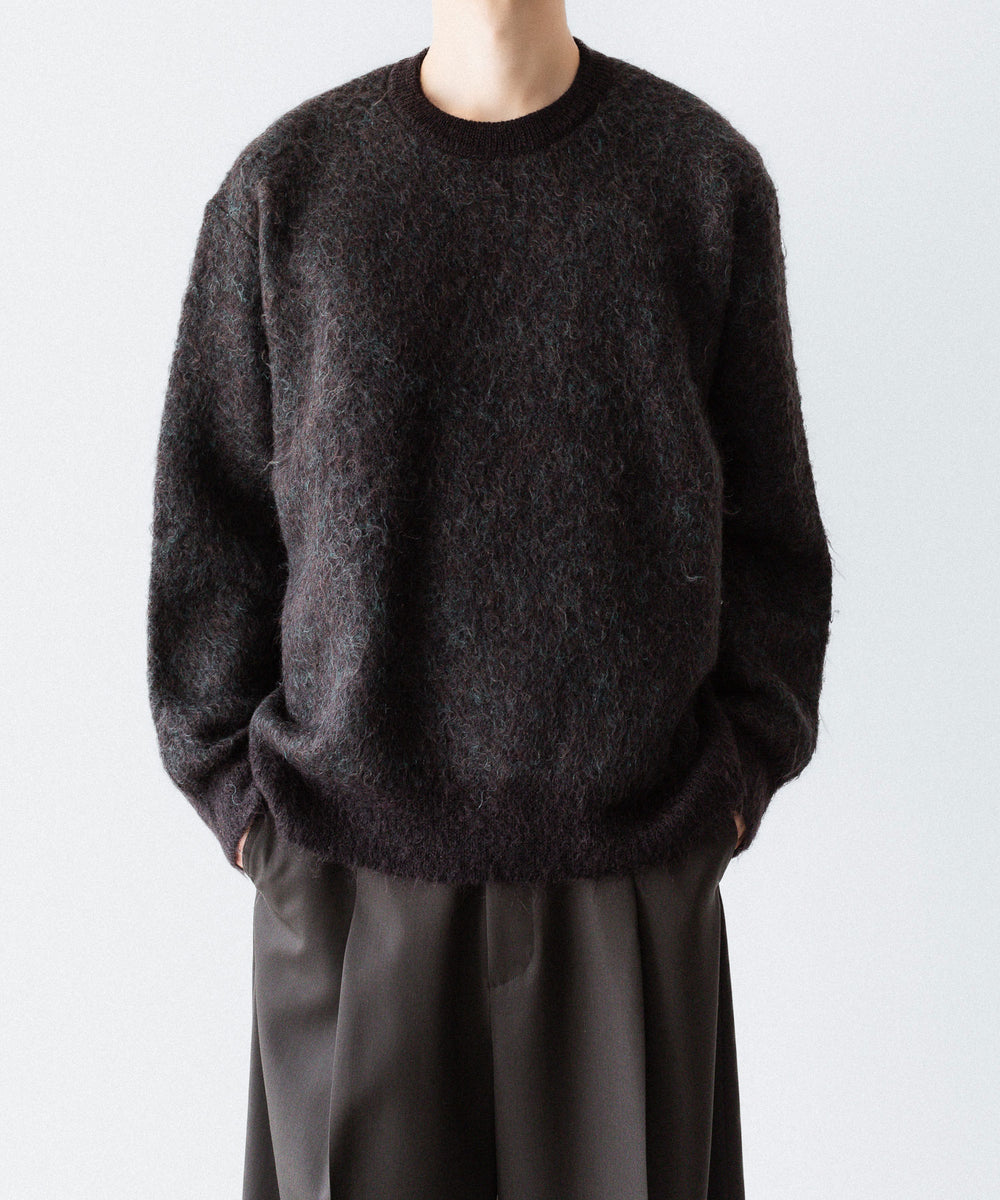 ssstein / シュタイン】KID MOHAIR MIX JACQUARD KNIT LS - BROWN MIX