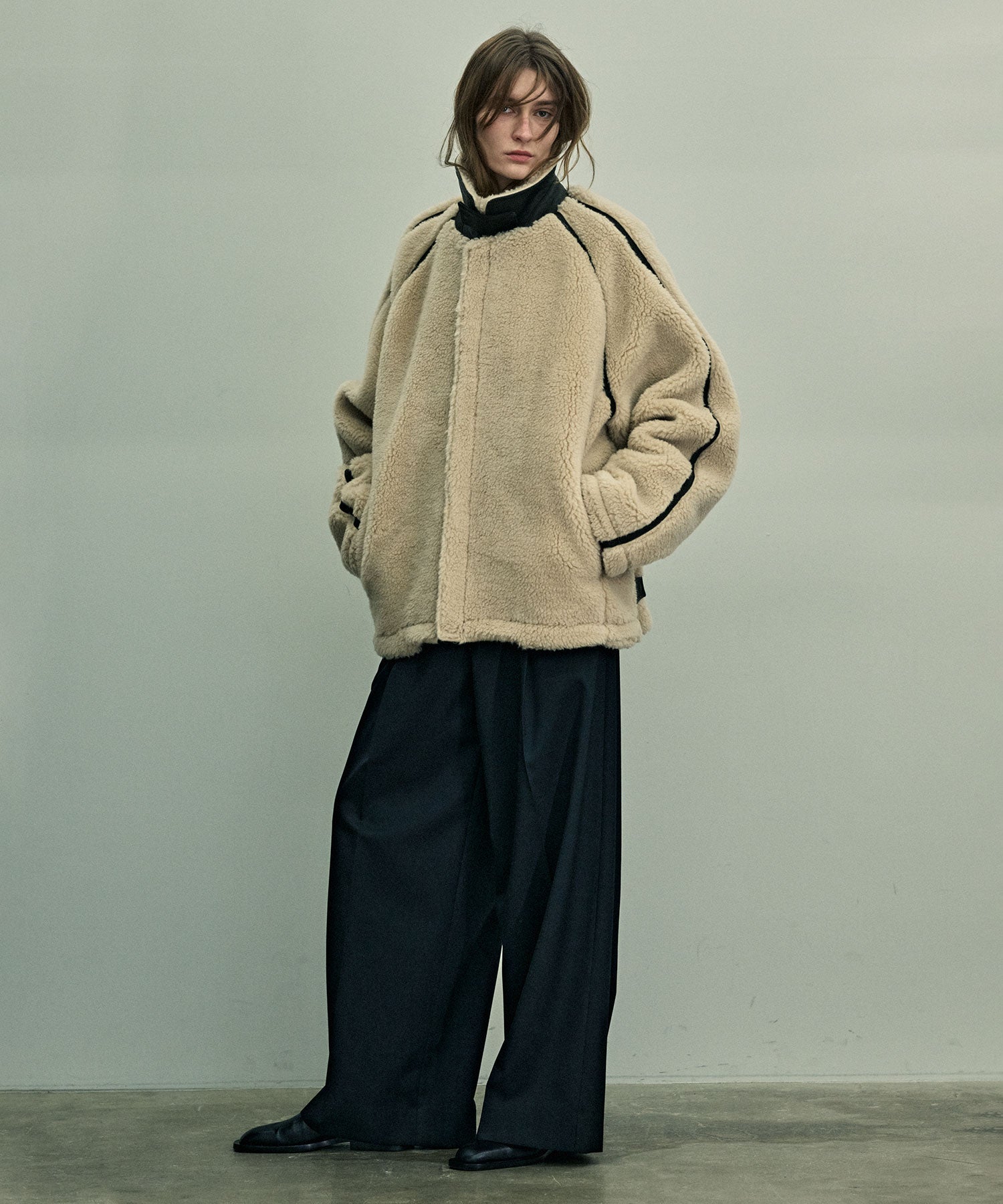 【stein】EXTRA WIDE TROUSERS - BLACK