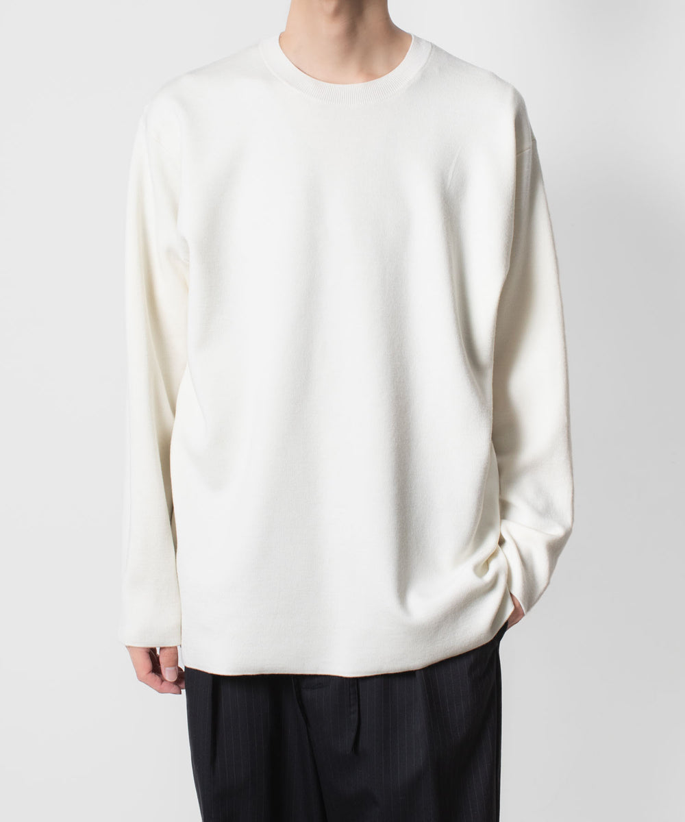 【u ☽様】25SS　Sweatshirt　Fホワイト ATTACHMENT /アタッチメント】WOxPE DOUBLE FACE KNIT CREW NECK