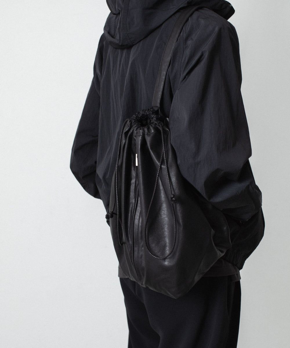 ATTACHMENT /アタッチメント】SYNTHETIC LEATHER BUCKET BAG - BLACK