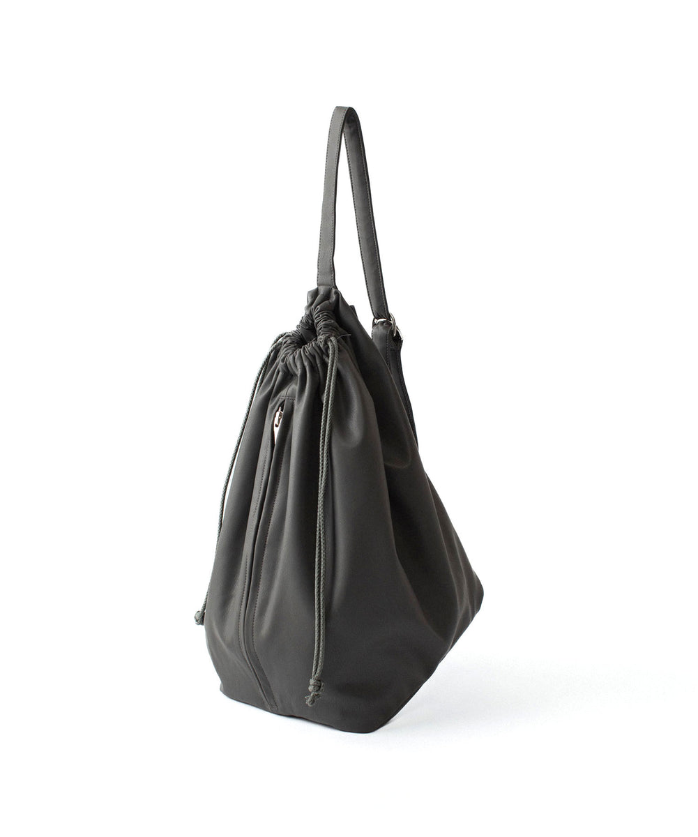 ATTACHMENT /アタッチメント】SYNTHETIC LEATHER BUCKET BAG - GRAY