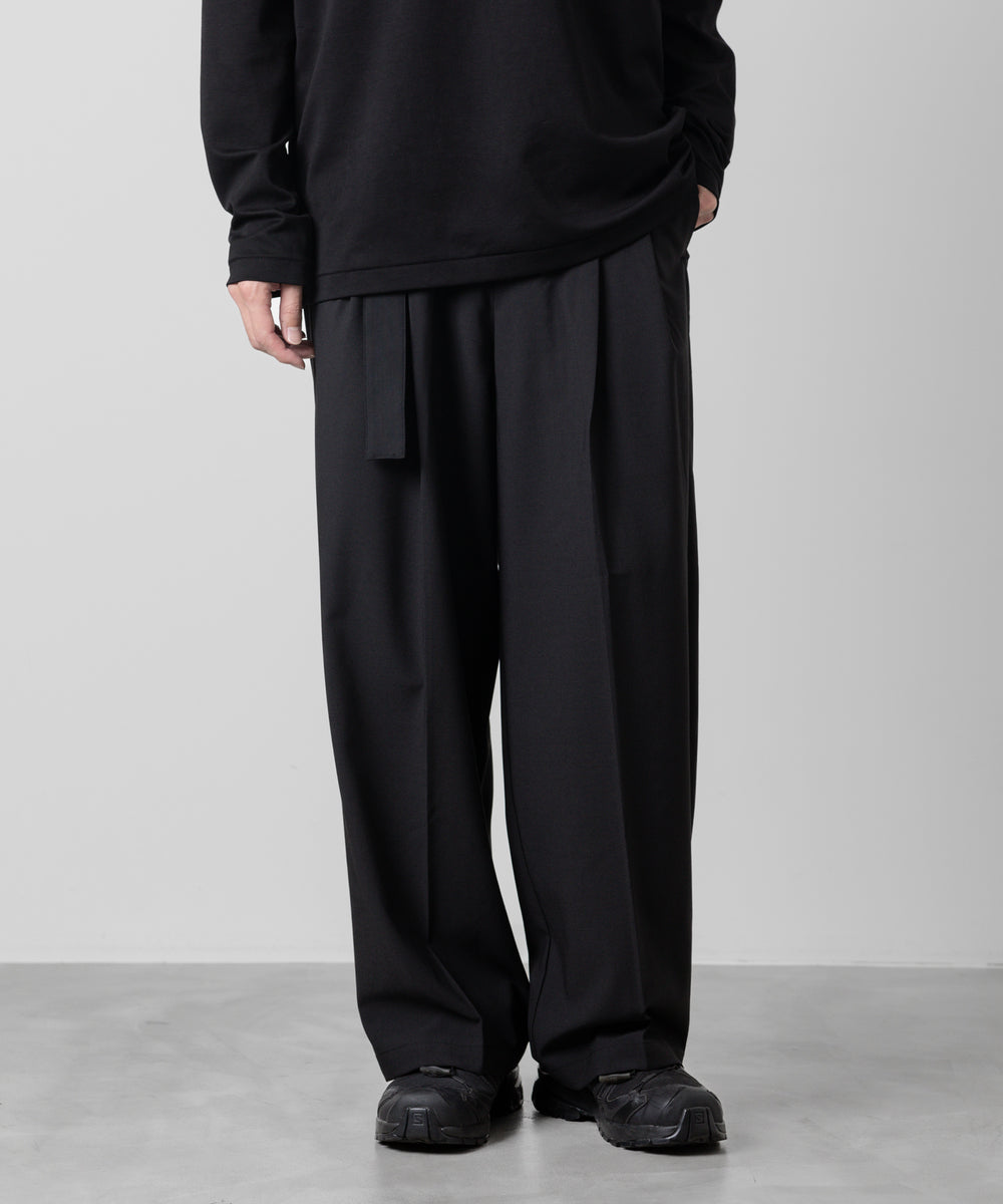 【ATTACHMENT /アタッチメント】PE/RY STRETCH TROPICAL BELTED WIDE TROUSERS - BLACK |  公式通販サイト session(セッション)