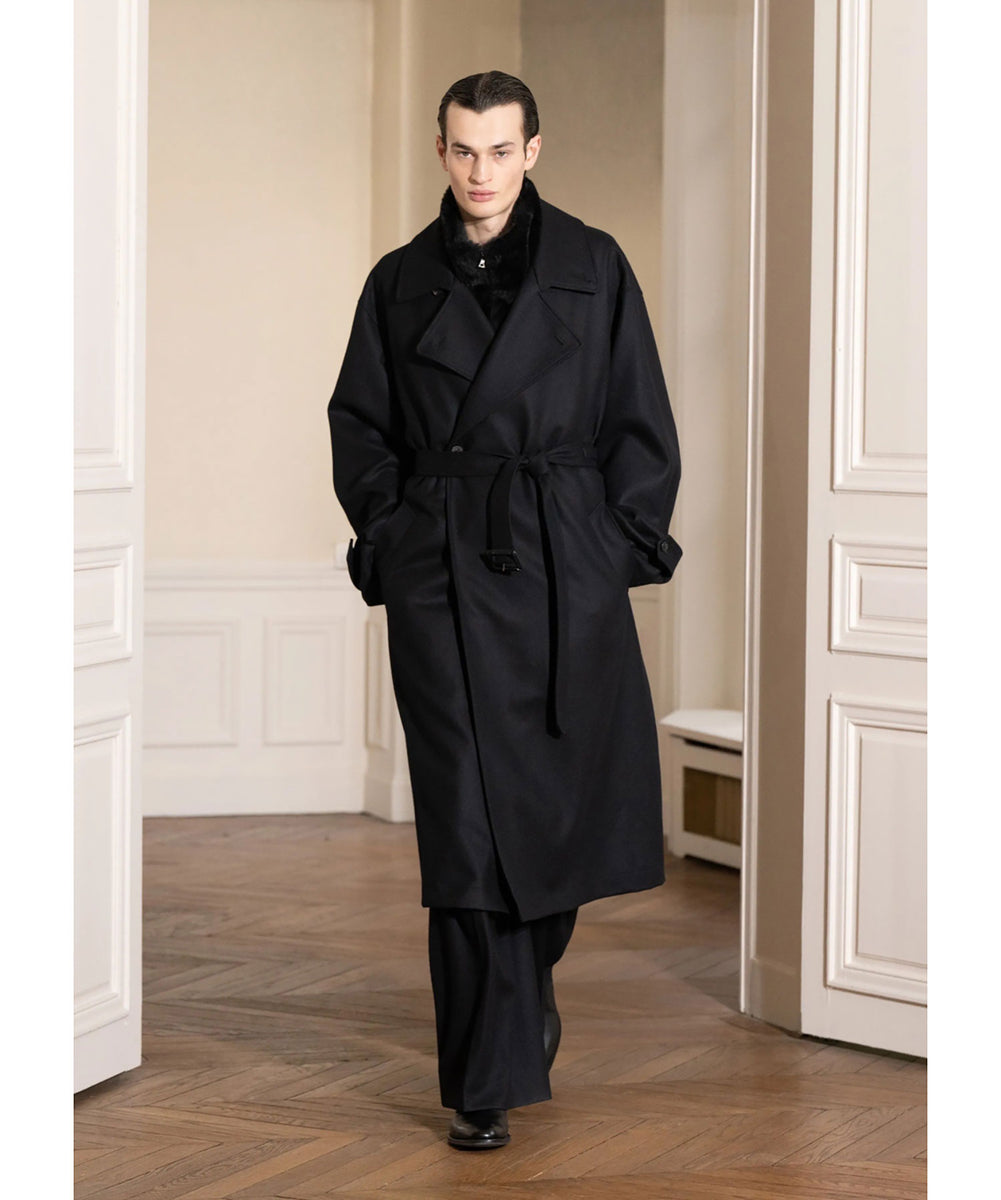 ssstein / シュタイン】OVERSIZED DOUBLE BREASTED COAT - BLACK