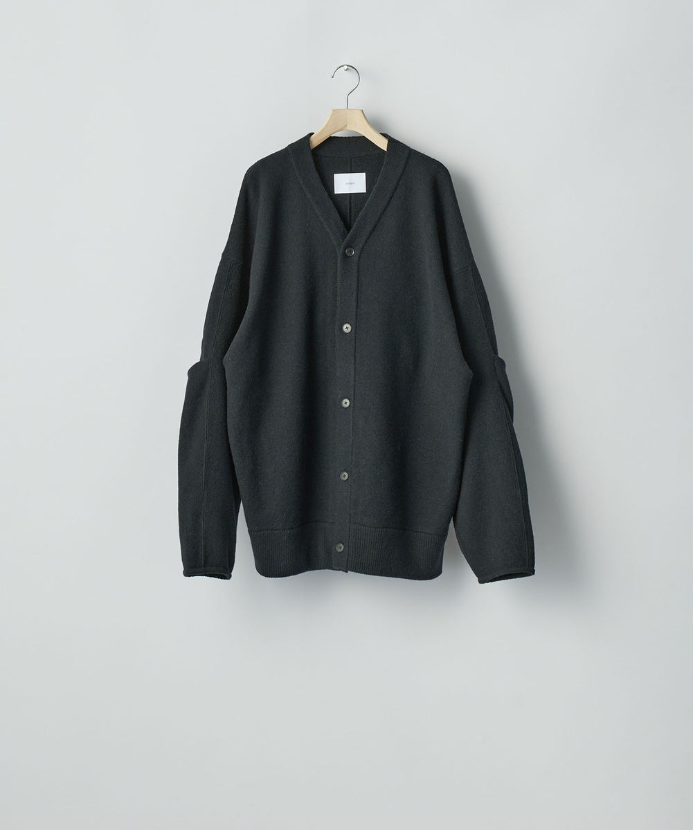 ssstein / シュタイン】EXTRA FINE WOOL KNIT TUCKED CARDIGAN - BLACK