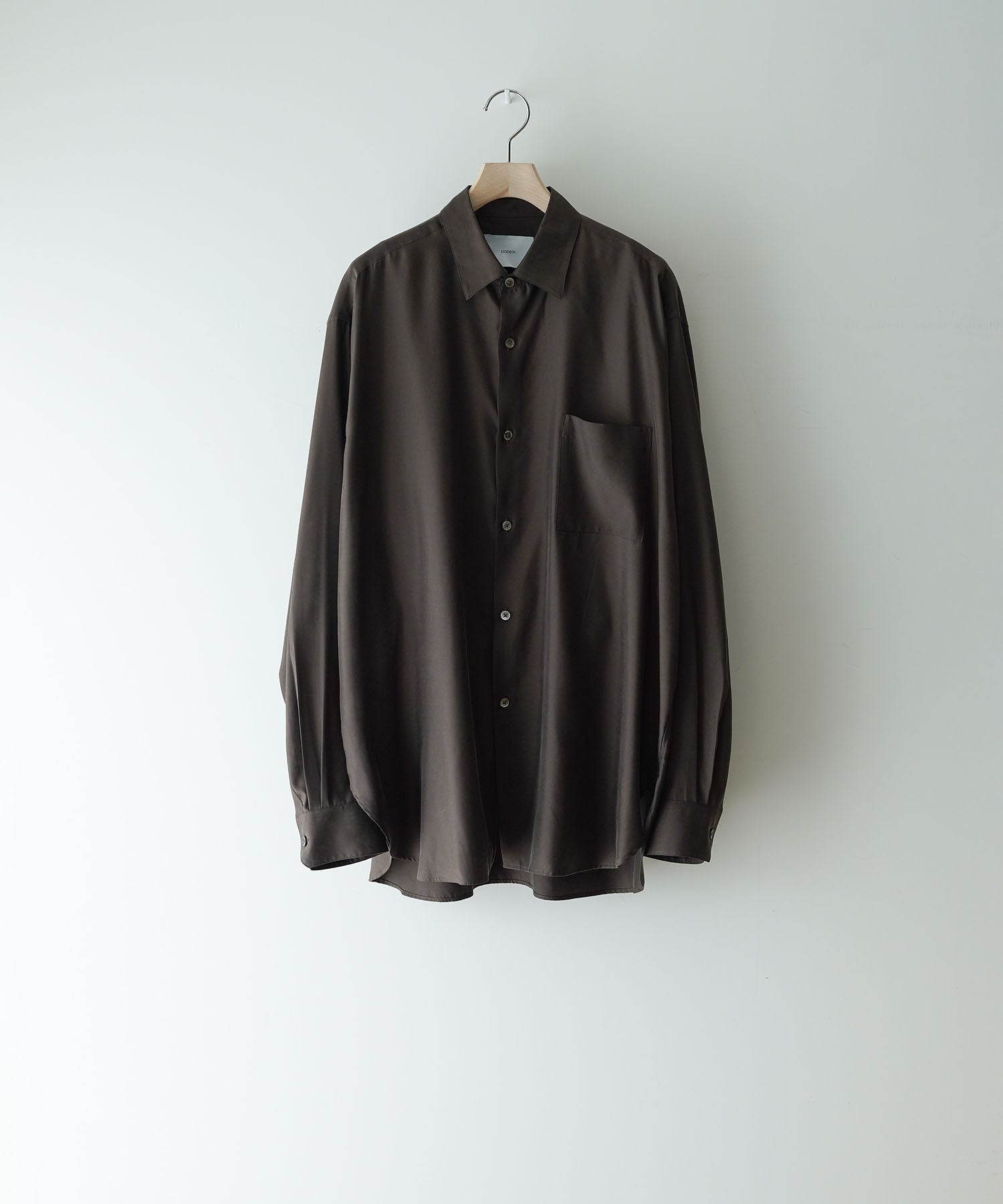 ssstein / シュタイン】CUPRO TWILL OVERSIZED LS SHIRT - DARK BROWN