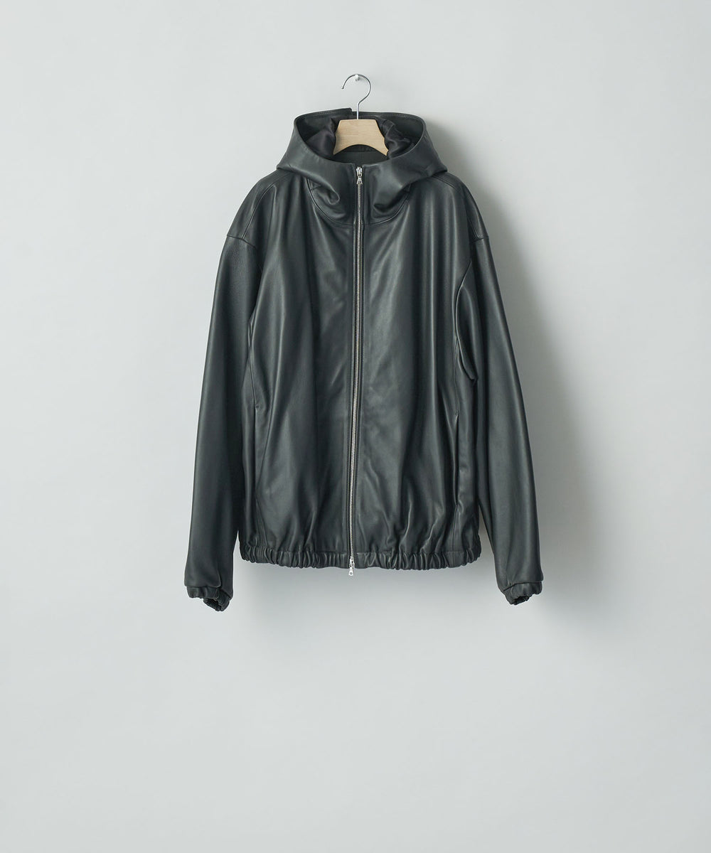 ssstein / シュタイン】LEATHER HOODED SHORT JACKET - DARK CHARCOAL