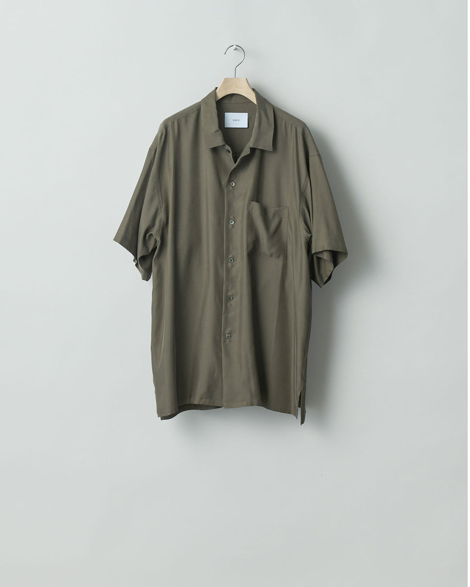 stein / シュタイン】OVERSIZED CUPRO OPEN COLLAR SS SHIRT - GREY KHAKI | 公式通販サイト  session(セッション)