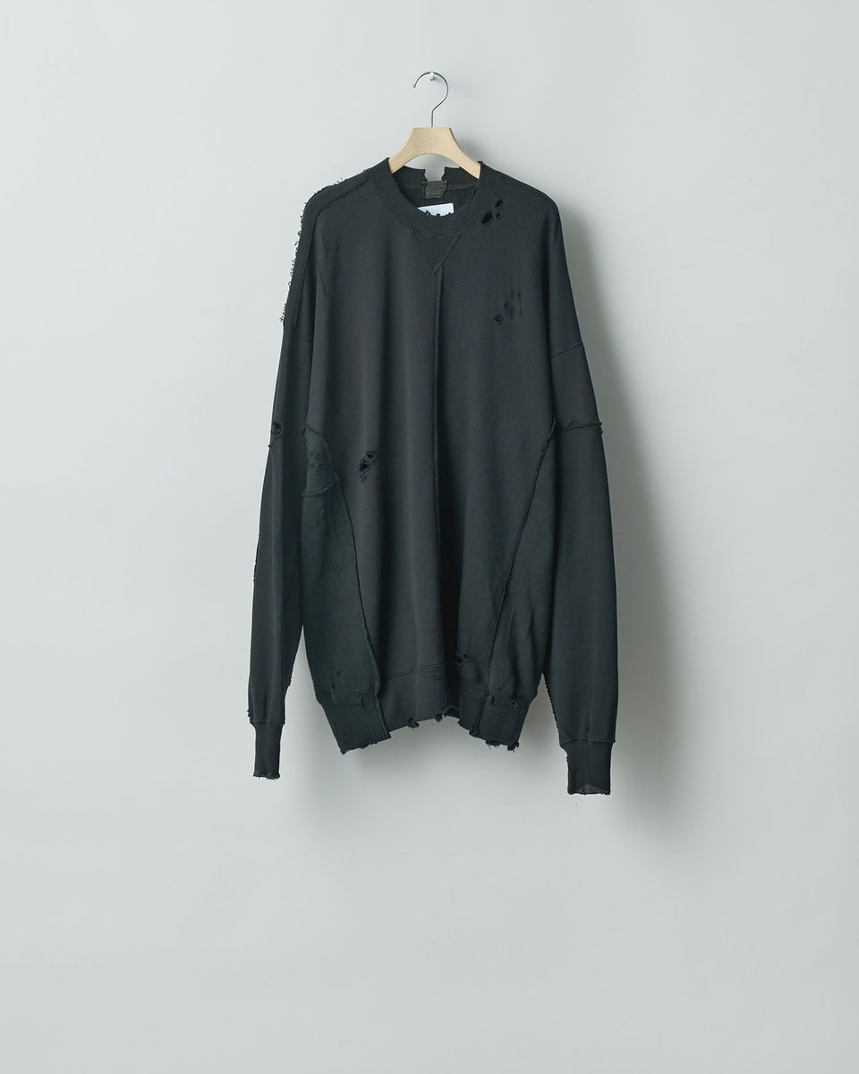 stein / シュタイン】OVERSIZED RECONSTRUCTION SWEAT LS - BLACK