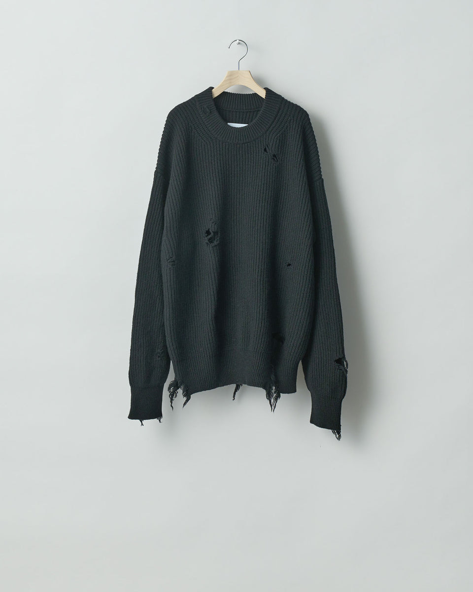 【stein / シュタイン】MILLED DAMAGE KNIT LS - BLACK | 公式通販サイト session(セッション)