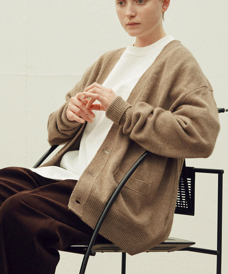 INTÉRIM / インテリム】NATURAL BROWN CASHMERE CARDIGAN - NAT.BROWN