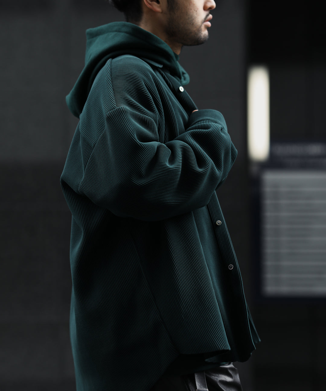 stein シュタイン 取り扱い 通販 パーカー プリーツ グリーン OVERSIZED UNTWISTED YARN SWEAT HOOD LS