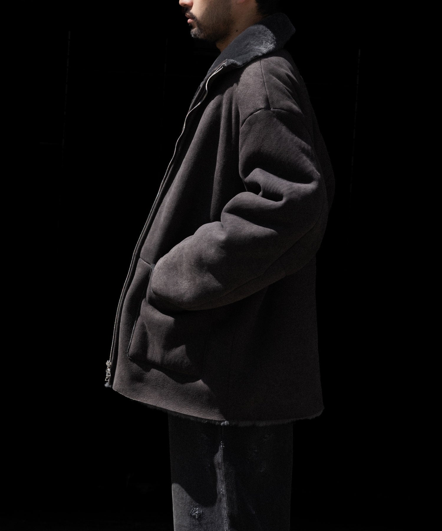 ssstein | CUT-OFF MOUTON JACKET