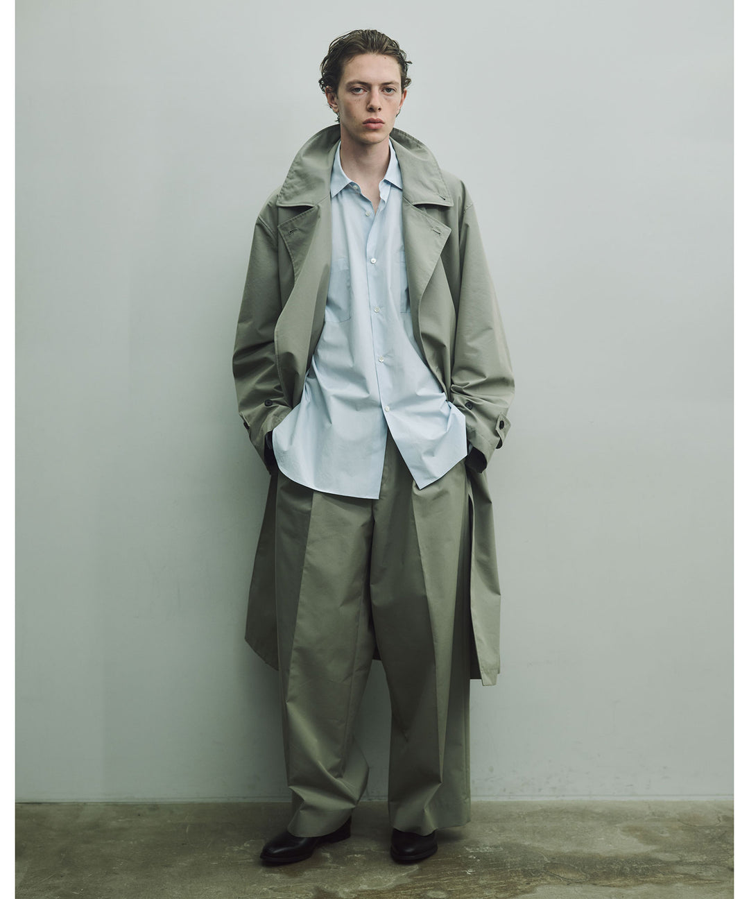 ssstein(シュタイン)のOVERSIZED REGULAR COLLAR SHIRT - OFF BLUEの公式通販サイトsession福岡セレクトショップ