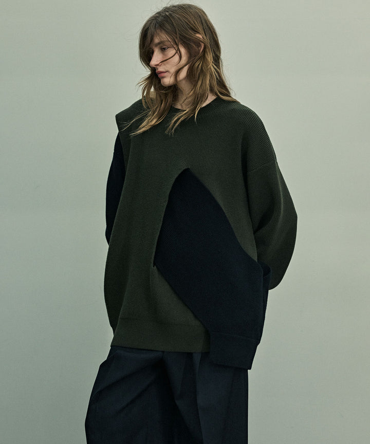 stein(シュタイン)の23AWコレクションCROSSOVER KNIT LSのMILITARY KHAKI × BLACK
