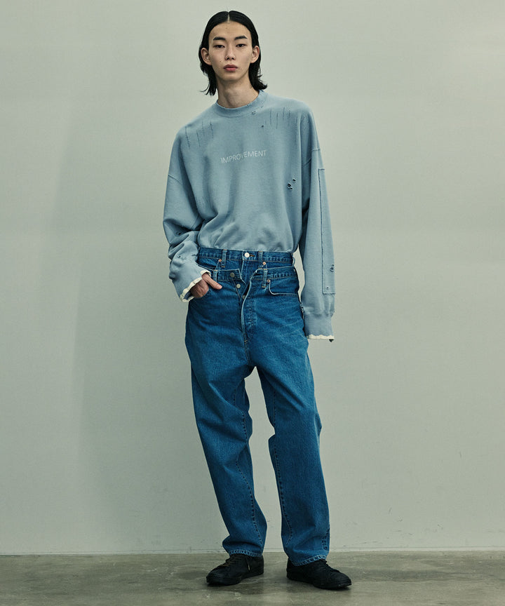 【stein】OVERSIZED REBUILD SWEAT LS - GREY BLUE