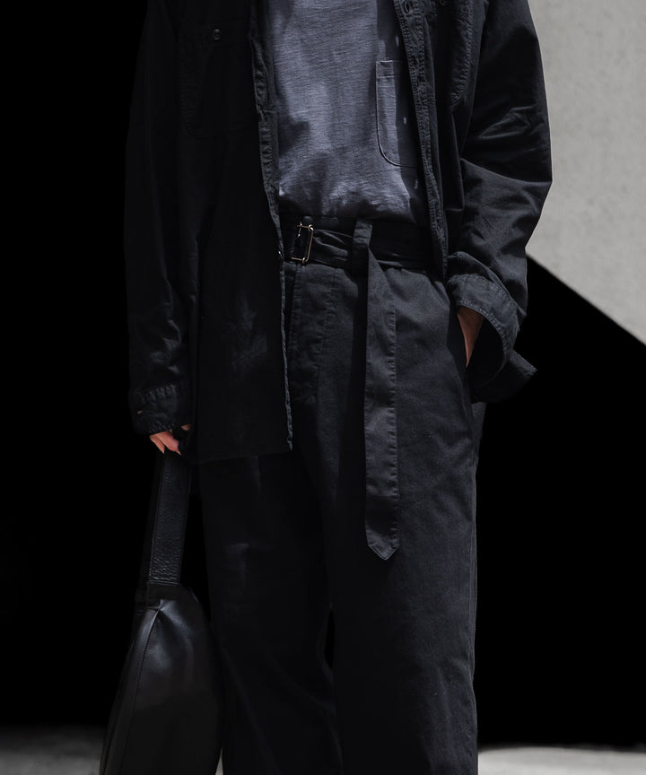 INTÉRIM インテリムのBLACK SURFAR GARMENT DYE BELTED FRENCH ARMY MIL BAGGY TROUSERのBLACK公式通販サイトsession福岡セレクトショップ