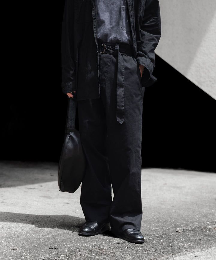 INTÉRIM インテリムのBLACK SURFAR GARMENT DYE BELTED FRENCH ARMY MIL BAGGY TROUSERのBLACK公式通販サイトsession福岡セレクトショップ