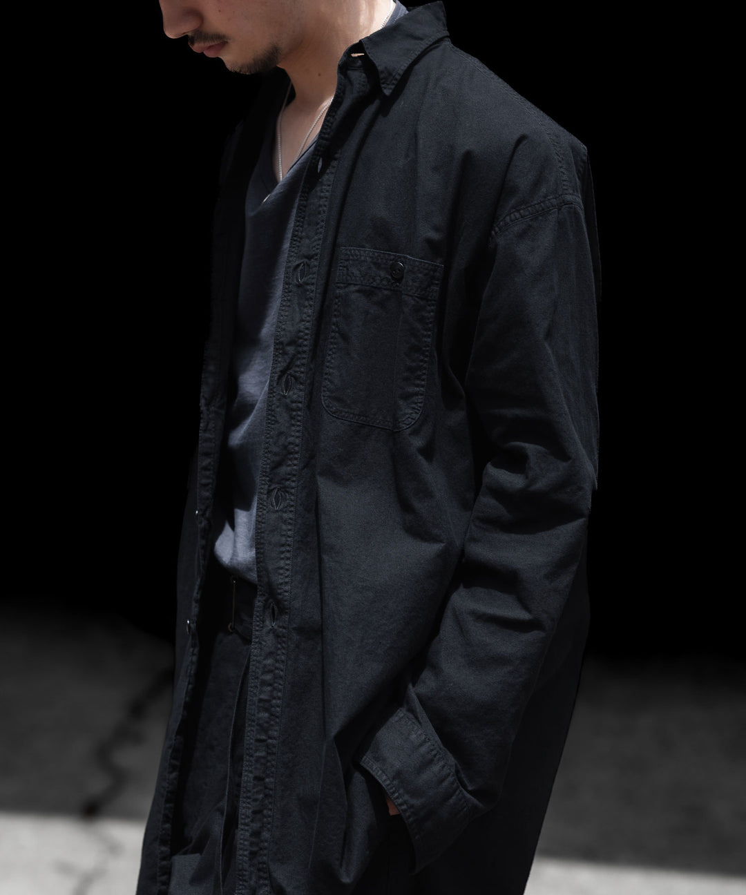 INTÉRI インテリムのBLACK SURFAR GARMENT DYE HYPER BIG MIL WORK SHIRT TYPE2のBLACK公式通販サイトsession福岡セレクトショップ