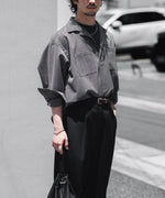 画像をギャラリービューアに読み込む, INTÉRIM - インテリムのWOOL END-ON-END SUITING DEADSTOCK FABRIC SKIPPER SHIRTのBLACK公式通販サイトsession福岡セレクトショップ
