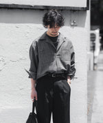 画像をギャラリービューアに読み込む, INTÉRIM - インテリムのWOOL END-ON-END SUITING DEADSTOCK FABRIC SKIPPER SHIRTのBLACK公式通販サイトsession福岡セレクトショップ

