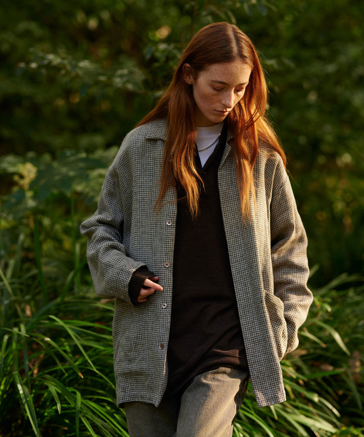 【INTÉRIM】   HYPER BIG VIRGIN WOOL LINEN BROWN MIX SHIRT JACKET - MIX