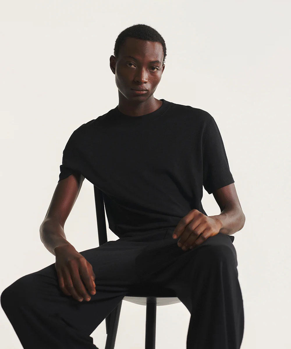 WWW - WRAPINKNOT wool wearのWIDE TAPERED PANTSのBLACK公式通販サイトsession福岡セレクトショップ