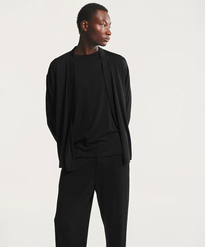 【 WWW 】BUTTON-LESS CARDIGAN - BLACK