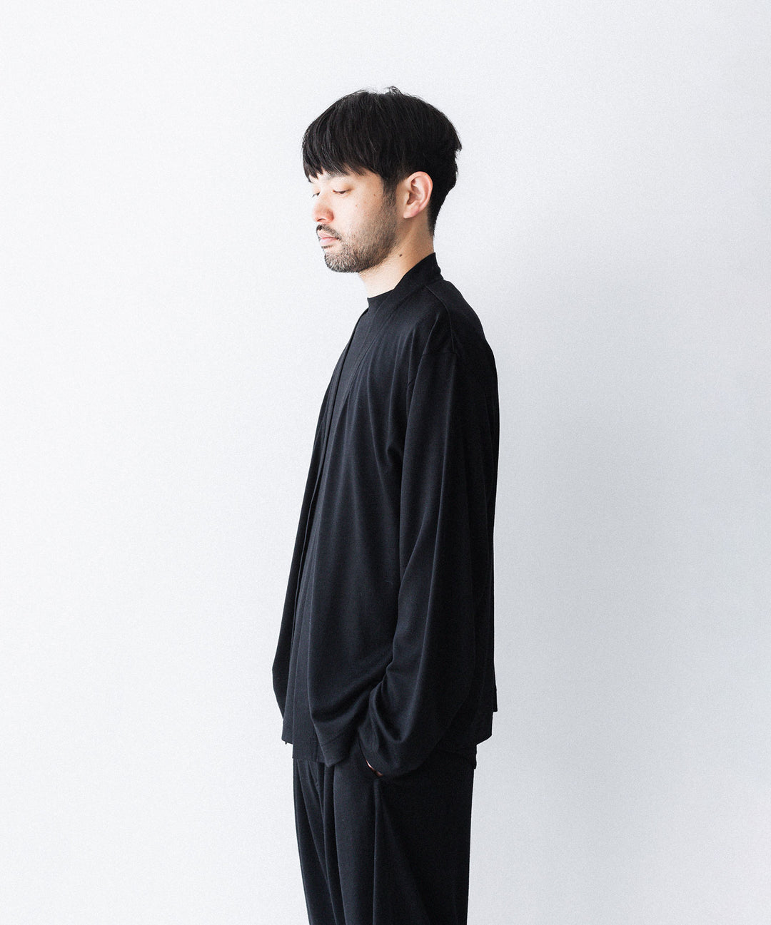 WWW - WRAPINKNOT wool wear ラッピンノットウールウェアのBUTTON-LESS CARDIGANのBLACK 公式通販サイトsession福岡セレクトショップ