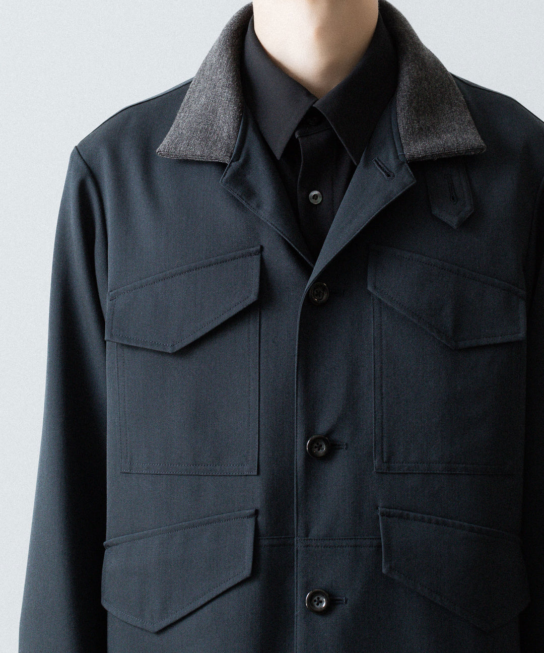 UJOH - ウジョーのRIB COLLAR 4 POCKETS BLOUSONのGRAYISH NAVY公式通販サイトsession福岡セレクトショップ