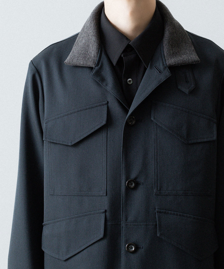 UJOH - ウジョーのRIB COLLAR 4 POCKETS BLOUSONのGRAYISH NAVY公式通販サイトsession福岡セレクトショップ