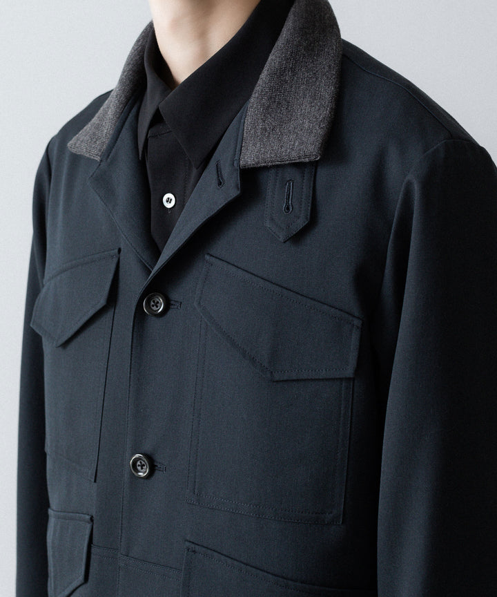 UJOH - ウジョーのRIB COLLAR 4 POCKETS BLOUSONのGRAYISH NAVY公式通販サイトsession福岡セレクトショップ