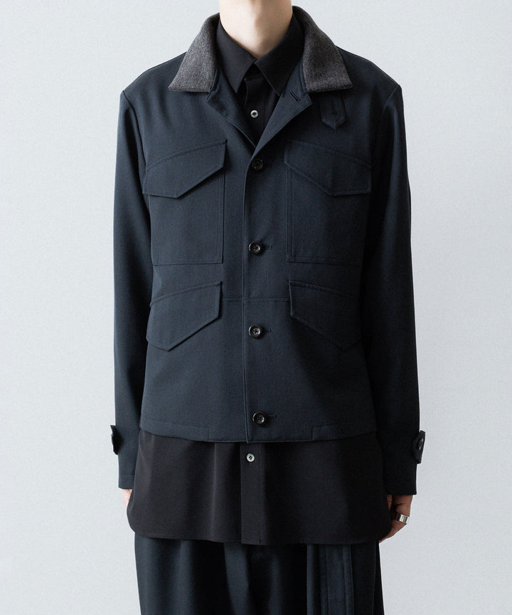 UJOH - ウジョーのRIB COLLAR 4 POCKETS BLOUSONのGRAYISH NAVY公式通販サイトsession福岡セレクトショップ