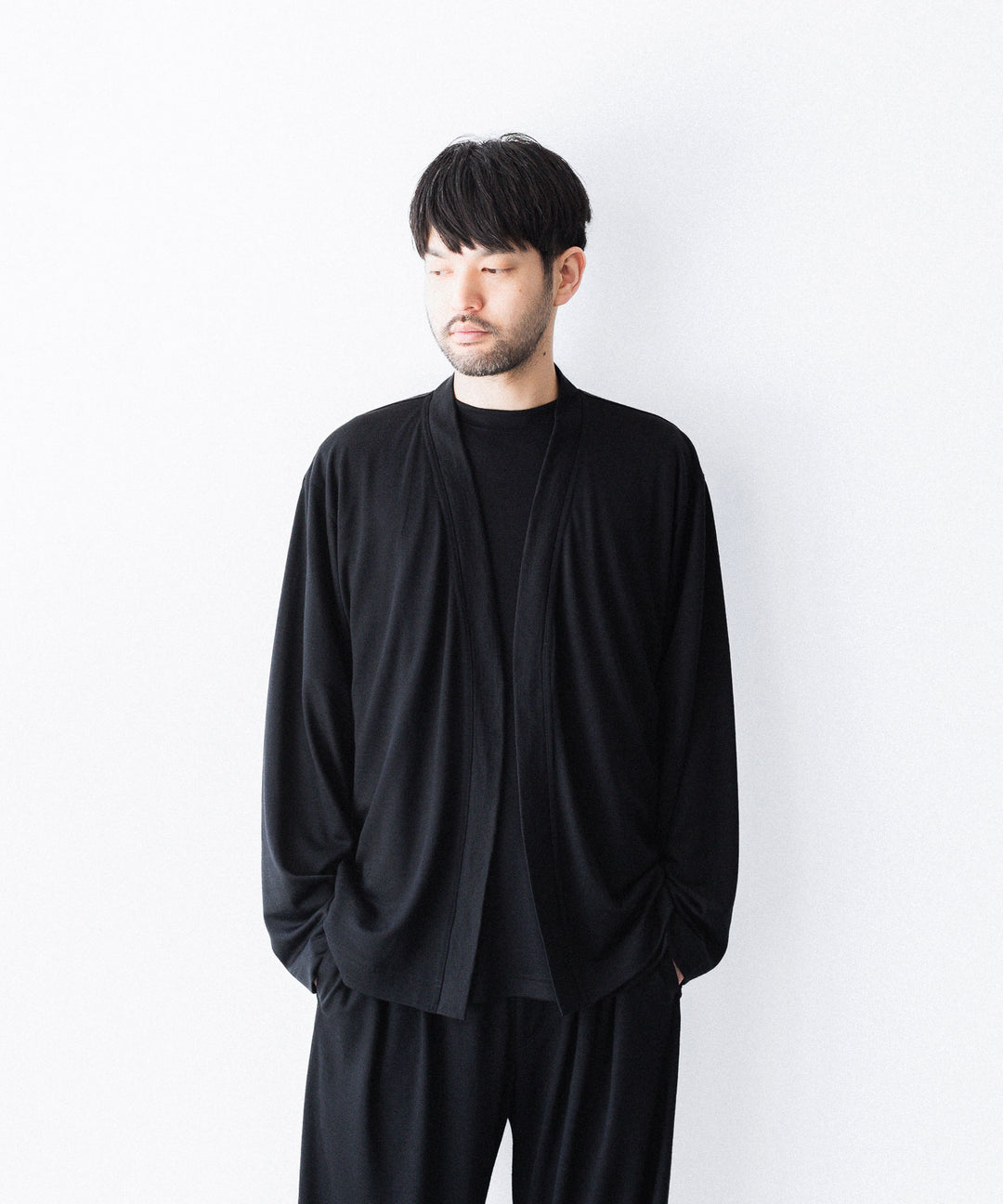 WWW - WRAPINKNOT wool wear ラッピンノットウールウェアのBUTTON-LESS CARDIGANのBLACK 公式通販サイトsession福岡セレクトショップ
