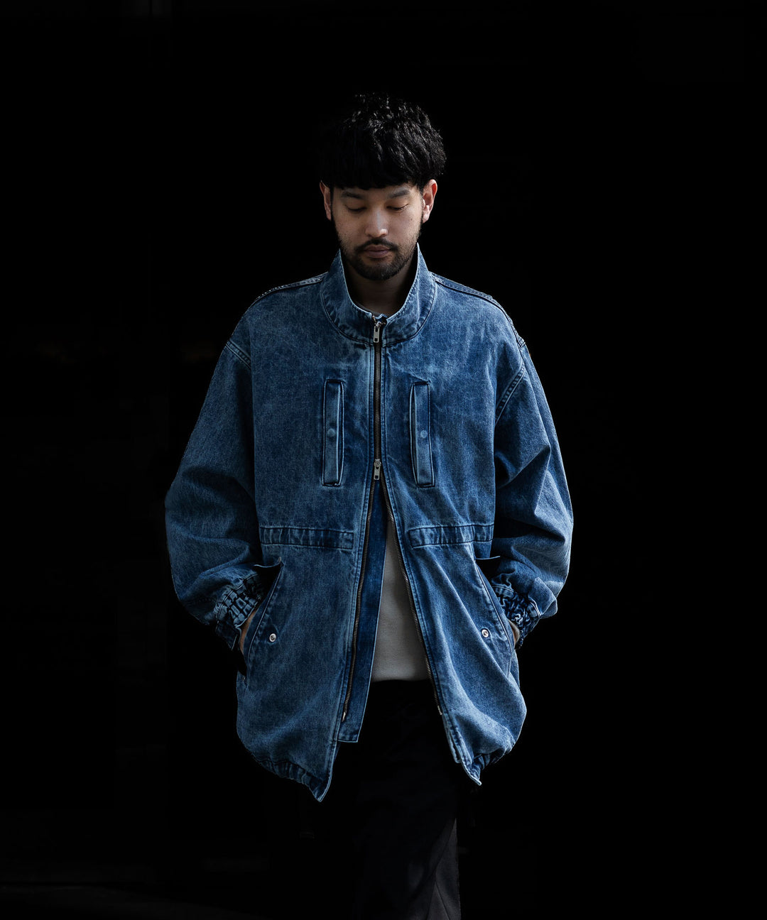 stein(シュタイン)の24SSコレクションCHEMICAL BLEACHED DENIM MODS COATのINDIGO