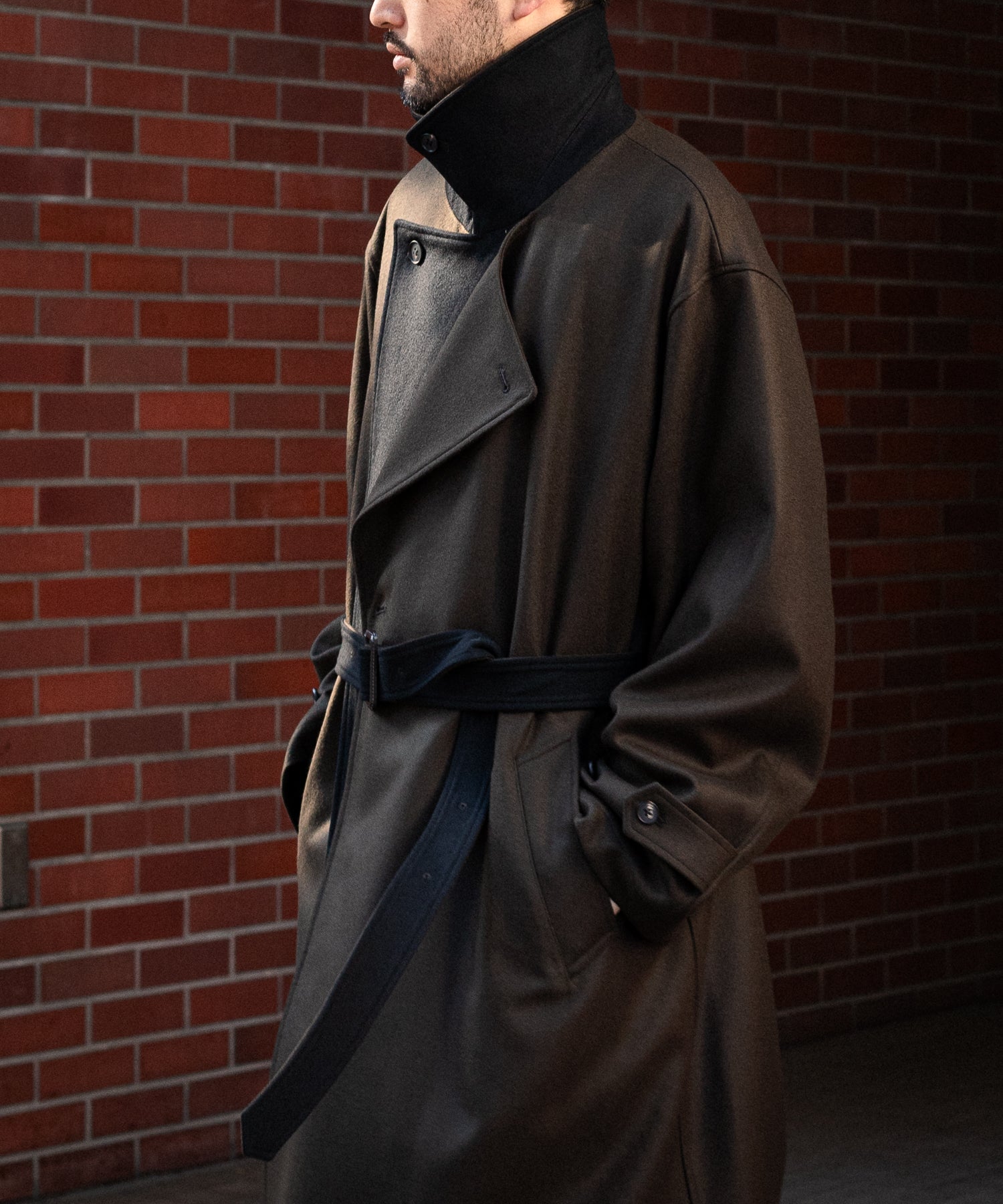 stein / シュタイン】DOUBLE LAPELED DOUBLE BREASTED COAT - MILITARY